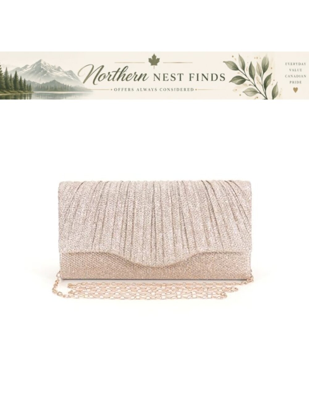 Glitter Clutch Purse with Removable Chain Evening Bag Formal Envelope Handbag